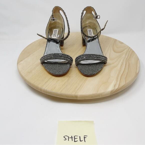 Badgley Mischka Metallic Embellished Block Heels Special Occasion Size 6.5 New - Picture 12 of 13
